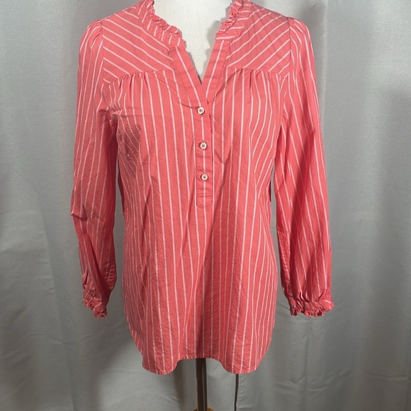 Talbots Pink and White Blouse Elegant Top - Picture 1 of 4